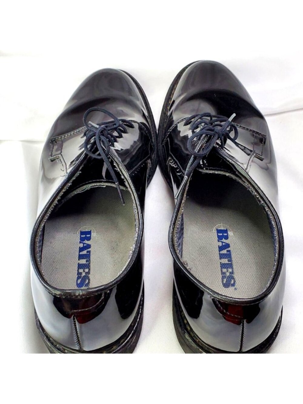 Bates High Gloss Black Oxford Dress Shoes Military Duty Mens 9.5E Vibram Leather - Picture 9 of 12